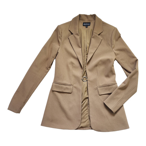 Danielle Bernstein Womens Camel Blazer Size S O-Ring Lapel Collar Jacket - Picture 2 of 7
